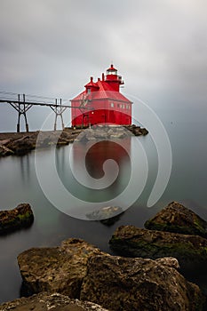 Sturgeon Bay Ship Canal Pierhead Lighthouse in Door County, Wisconsin, the USA