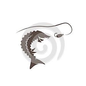 Sturgeon fish and lure vector design