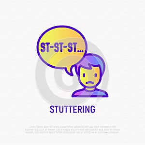 Stuttering thin line icon. Modern vector illustration