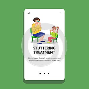 Stuttering Treatment In Therapist Cabinet Vector illustration