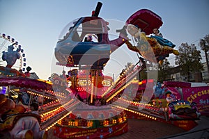 Attractions at the Volksfest in Stuttgart, Germany.
