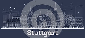 Stuttgart Germany Outline Belize City Skyline with White Buildings