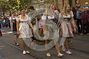 Volksfest in Stuttgart. The march through the city center.