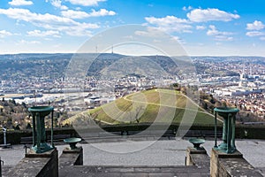 Stuttgart Landscape Germany TV Tower Vineyards Beautiful Blue Sk