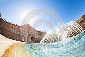 Stuttgart New Castle at Schlossplatz with fountain