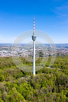 Stuttgart tv tower skyline aerial photo view town architecture travel portrait format photo