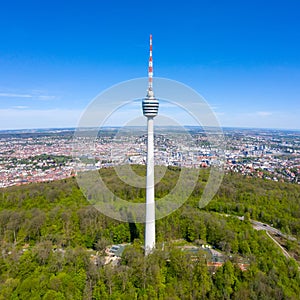 Stuttgart tv tower skyline aerial photo view town architecture travel square