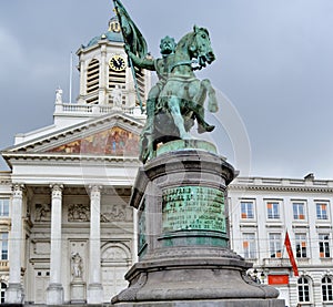 Stutue of Godefroid de Bouillon in Brussels, Belgium