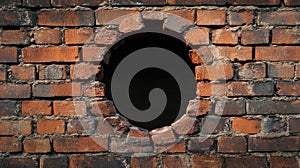 style brick wall hole