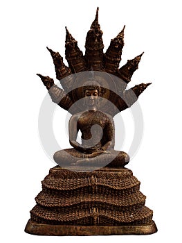 A style of Buddha with a naga over His head clipping path