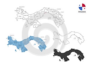 4 style of Panama map vector illustration have all province and mark the capital city of Panama.