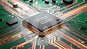 Style Core CPU on an Illuminated Circuit Board