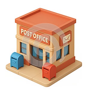 STYLE Icon 3D render, Isometric style of Post Office