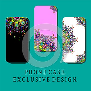 Style Mobil Phone Covers with Oriental Decorative Elements, Vintage Style. Exclusive Design