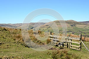 Style for walkers to climb over a fence when hiking in the countryside.