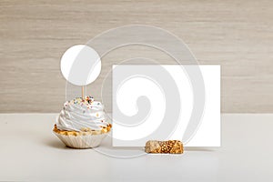 Styled Round Label Cupcake Mockup