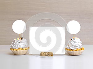 Styled Round Label Cupcake Mockup, Menu, Table Number