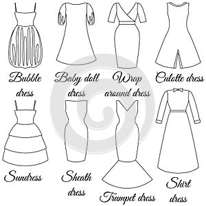 Styles of dresses oulines