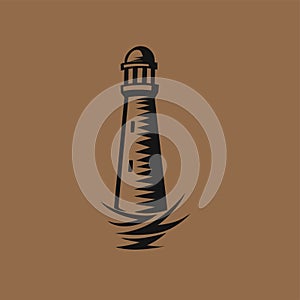 A stylised black lighthouse vector illustration