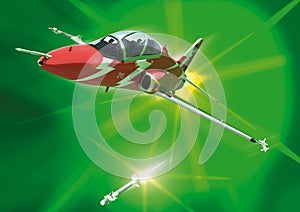 A stylised Hawk, firing a missile