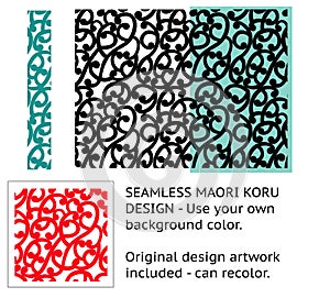 Stylised Maori Koru Seamless background Pattern