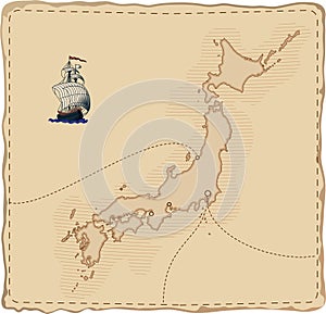 Stylised old Japan map