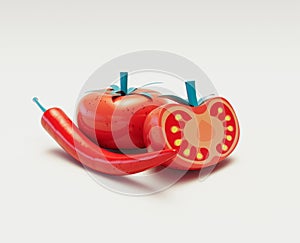 Stylised Tomato And Chilli