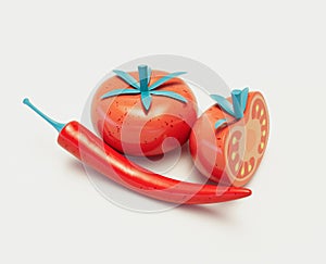 Stylised Tomato And Chilli