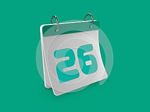 Stylish 3d Calendar day twenty sixth 26.