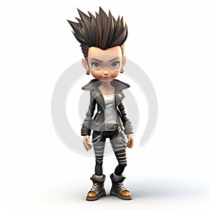 Stylish 3d Cartoon Female Character With Faux Hawk Hairstyle On White Background