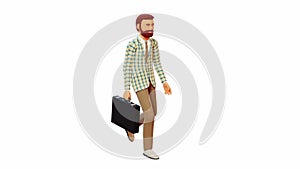 Stylish 3D Man Walking With a Briefcase