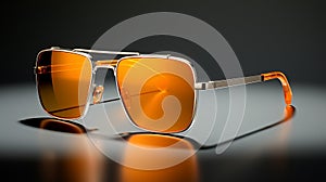 Stylish 3d Model Photo Of Orange Mirrored Sunglasses With Vray Tracing