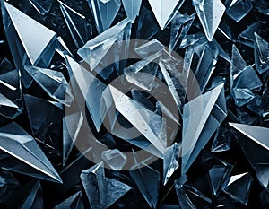 A stylish abstract background, with sharp, angular fragments, transparency, reflection, depth and disarray, futuristis and sleek photo