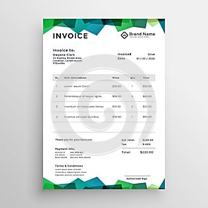 Stylish abstract modern invoice template design