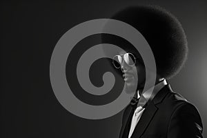 A Stylish Africanamerican Gentleman Flaunting His Impressive Afro With Confidence photo