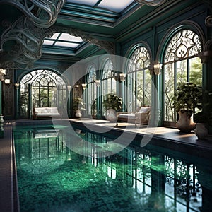 Stylish Art Nouveau luxury swimming pool
