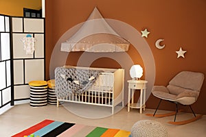Stylish baby room interior