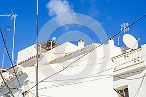 Stylish balcony with a metal railing, solid architectural element, a place of rest and relaxation, vintage decor