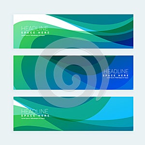 Stylish banners set with colorful wave