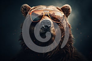 Stylish Bear Wearing Sunglasses Looking for Something. Generative ai