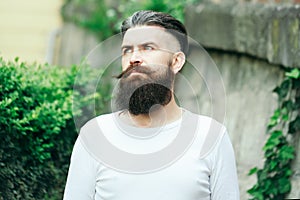Stylish bearded man outdoor