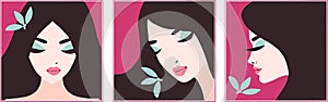 Stylish beautiful model for eco fashion and beauty design. Art deco graphic illustration. Portrait of pretty girl