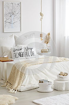 Stylish bedroom for reading enthusiast photo