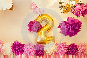 Stylish Birthday decorations for little girl on her second birthday