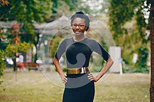 Stylish black girl in a park