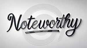 Stylish black script typography featuring the word Noteworthy on a light background photo