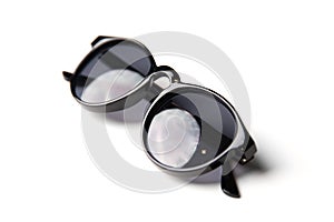 Stylish black sunglasses isolated on white background