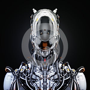 Stylish blank silver cyborg, 3d illustration