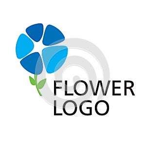 Stylish blue flower logo. Elegant emblem