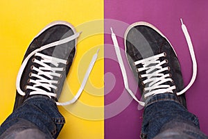 Stylish blue gym shoes with white laces